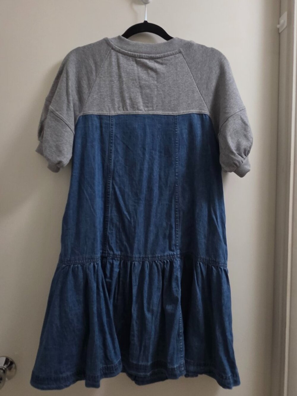 ANTHROPOLOGIE PILCRO Denim Sweatshirt Twofer Swing Mini Dress - Picture 3 of 11